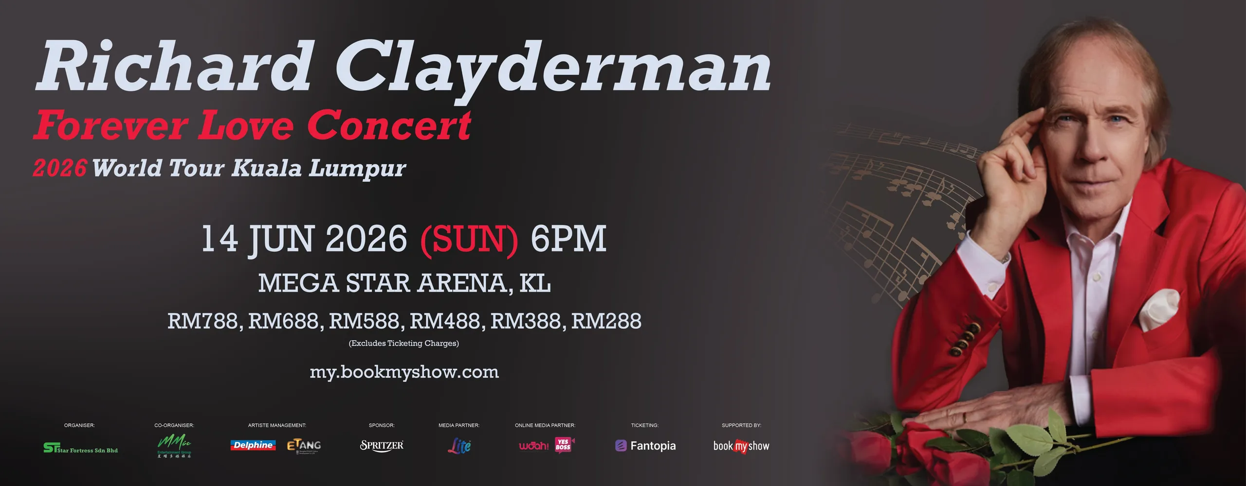 Richard Clayderman Forever Love Concert 2026 World Tour Kuala Lumpur